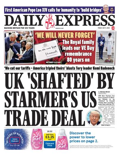 Daily Express Newspaper Front Page (UK) for 9 May 2025