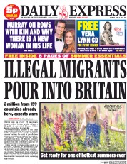 Daily Express (UK) Newspaper Front Page for 9 June 2014