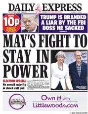 Daily Express (UK) Newspaper Front Page for 9 June 2017