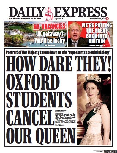 Daily Express Newspaper Front Page (UK) for 9 June 2021