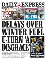 Daily Express front page for 9 June 2025