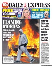 Daily Express (UK) Newspaper Front Page for 9 August 2011