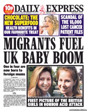 Daily Express Newspaper Front Page (UK) for 9 August 2013