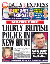 Daily Express Newspaper Front Page (UK) for 9 September 2011