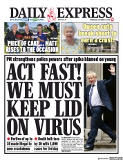 Daily Express (UK) Newspaper Front Page for 9 September 2020