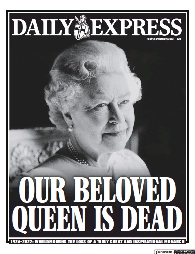 Daily Express Newspaper Front Page (UK) for 9 September 2022