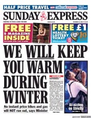 Daily Express Sunday (UK) Newspaper Front Page for 10 October 2021