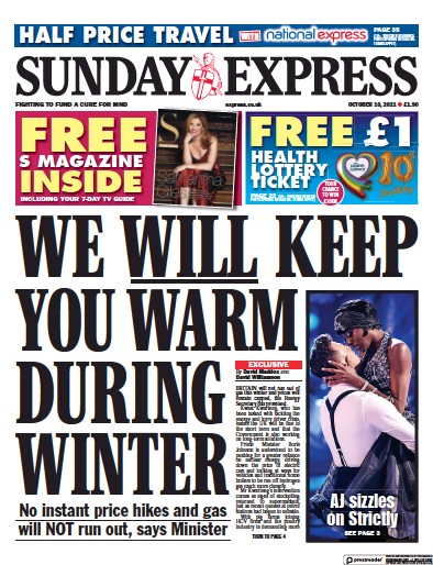 Daily Express Sunday Newspaper Front Page (UK) for 10 October 2021