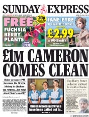 Daily Express Sunday (UK) Newspaper Front Page for 10 April 2016