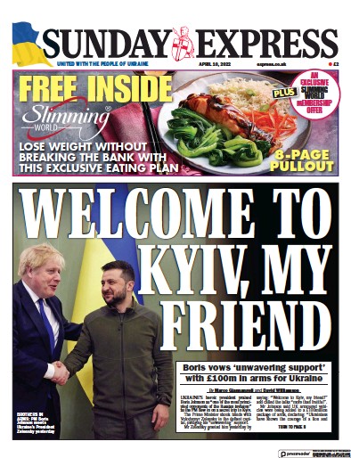 Daily Express Sunday Newspaper Front Page (UK) for 10 April 2022