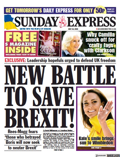 Daily Express Sunday Newspaper Front Page (UK) for 10 July 2022