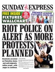 Daily Express Sunday front page for 10 August 2025