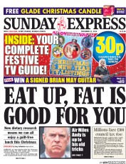 Daily Express Sunday (UK) Newspaper Front Page for 11 December 2016