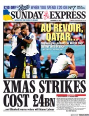 Daily Express Sunday front page for 11 December 2022