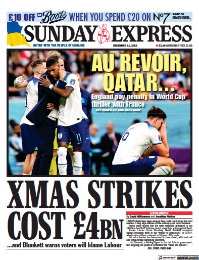 Daily Express Sunday Newspaper Front Page (UK) for 11 December 2022