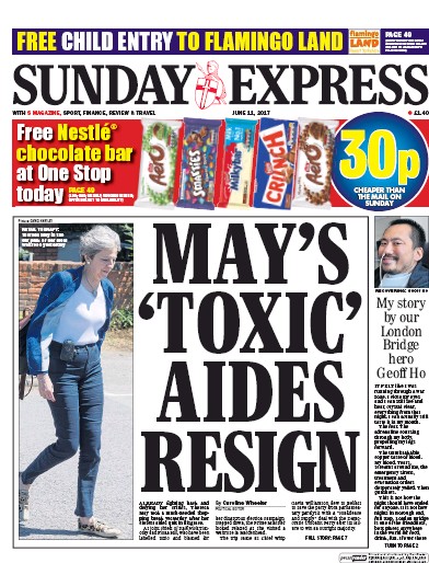 Daily Express Sunday Newspaper Front Page (UK) for 11 June 2017