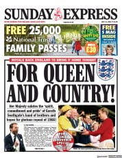 Daily Express Sunday (UK) Newspaper Front Page for 11 July 2021