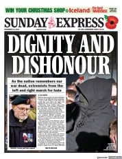 Daily Express Sunday front page for 12 November 2023