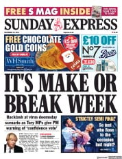 Daily Express Sunday front page for 12 December 2021