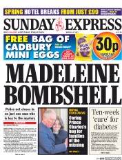 Daily Express Sunday (UK) Newspaper Front Page for 12 March 2017