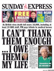 Daily Express Sunday (UK) Newspaper Front Page for 12 April 2020