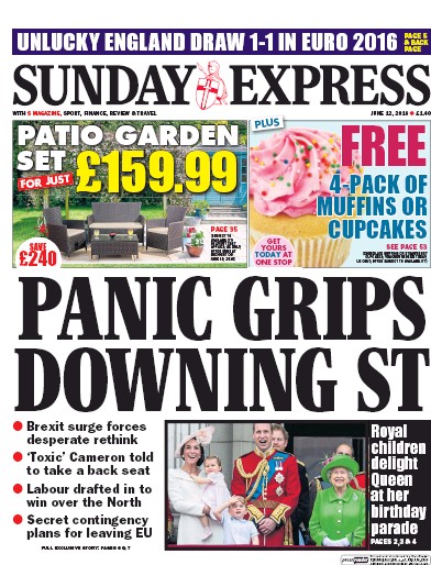 Daily Express Sunday Newspaper Front Page (UK) for 12 June 2016