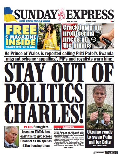 Daily Express Sunday Newspaper Front Page (UK) for 12 June 2022