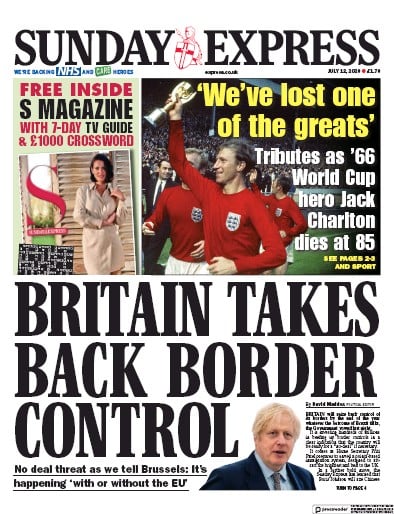 Daily Express Sunday Newspaper Front Page (UK) for 12 July 2020