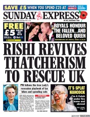 Daily Express Sunday (UK) Newspaper Front Page for 13 November 2022