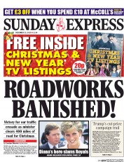 Daily Express Sunday (UK) Newspaper Front Page for 13 December 2015