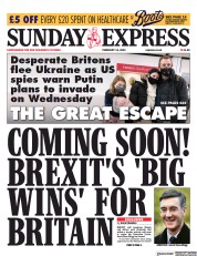 Daily Express Sunday front page for 13 February 2022