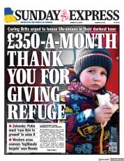 Daily Express Sunday front page for 13 March 2022