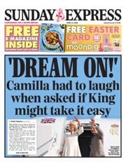 Daily Express Sunday front page for 13 April 2025