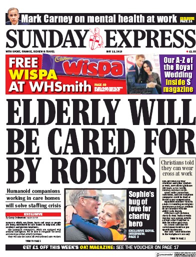 Daily Express Sunday Newspaper Front Page (UK) for 13 May 2018
