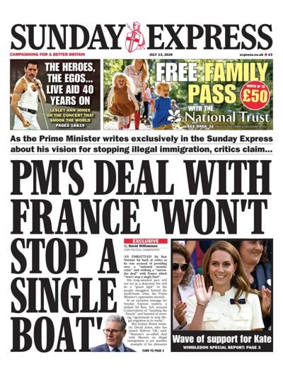 Daily Express Sunday Newspaper Front Page (UK) for 13 July 2025
