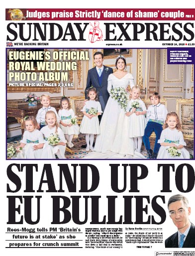 Daily Express Sunday Newspaper Front Page (UK) for 14 October 2018