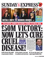 Daily Express Sunday (UK) Newspaper Front Page for 14 November 2021