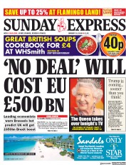 Daily Express Sunday (UK) Newspaper Front Page for 14 January 2018