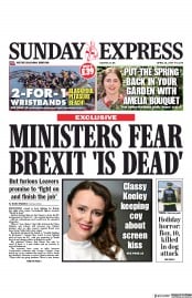 Daily Express Sunday (UK) Newspaper Front Page for 14 April 2019