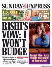 Daily Express Sunday front page for 14 May 2023