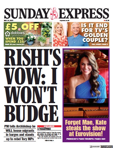 Daily Express Sunday Newspaper Front Page (UK) for 14 May 2023