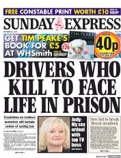 Daily Express Sunday (UK) Newspaper Front Page for 15 October 2017
