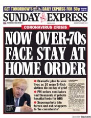 Daily Express Sunday (UK) Newspaper Front Page for 15 March 2020