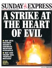 Daily Express Sunday (UK) Newspaper Front Page for 15 April 2018