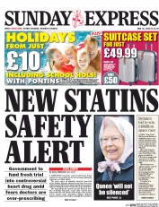 Daily Express Sunday (UK) Newspaper Front Page for 15 May 2016