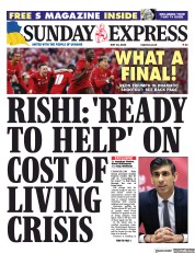 Daily Express Sunday front page for 15 May 2022