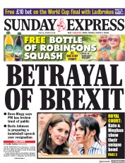 Daily Express Sunday (UK) Newspaper Front Page for 15 July 2018