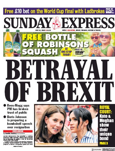 Daily Express Sunday Newspaper Front Page (UK) for 15 July 2018