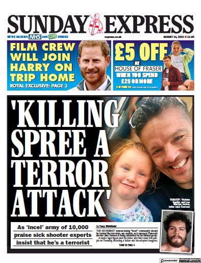 Daily Express Sunday Newspaper Front Page (UK) for 15 August 2021