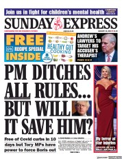 Daily Express Sunday (UK) Newspaper Front Page for 16 January 2022